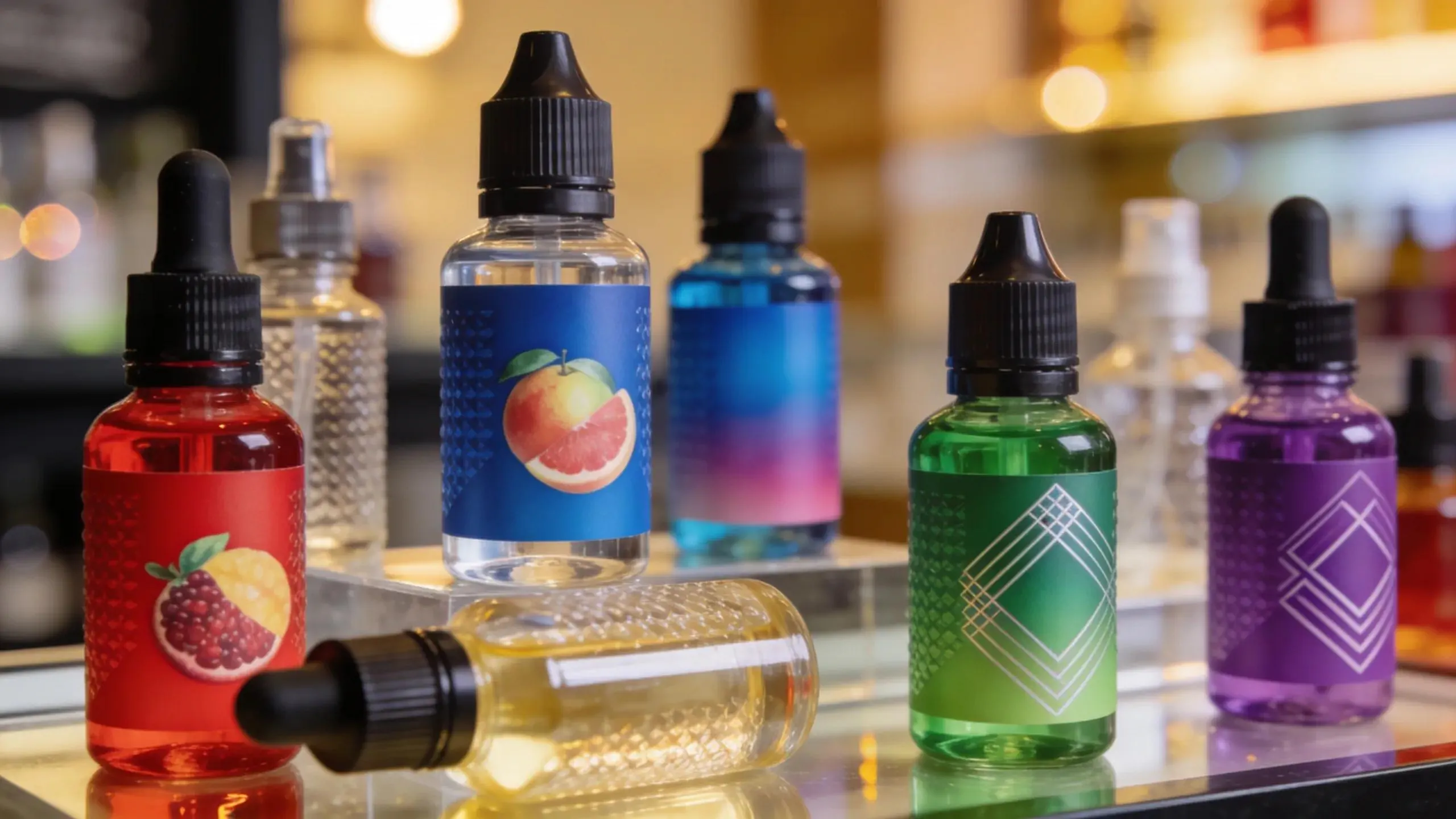 Interior of Mood Gifts & Accessories Smoke Shop with vape pens and e-liquids in North Miami